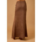 Western Buckle Faux Suede Maxi Skirt