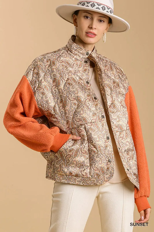 Paisley Print Button Up Jacket