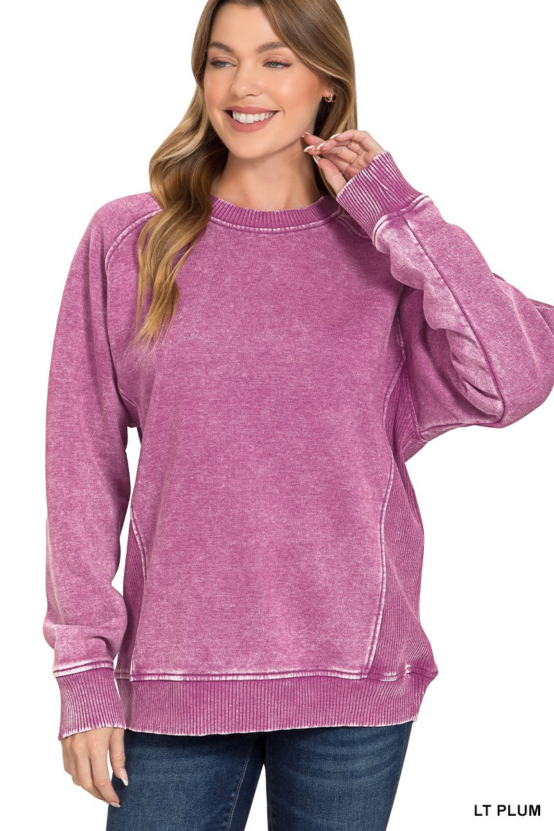 Acid Washed Side Rib Sweatshirt
