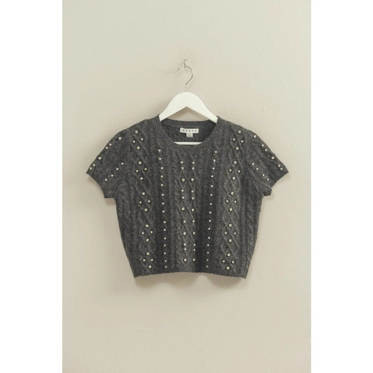 Rhinestone Studded Sweater Top