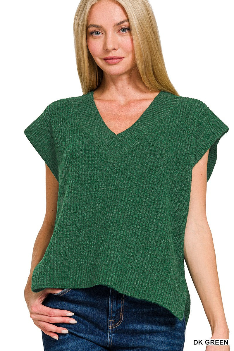 Oversized Sweater Vest - Dark Green
