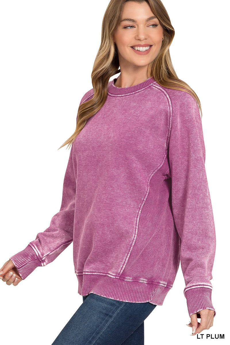 Acid Washed Side Rib Sweatshirt