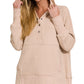 HALF BUTTON FLEECE HOODED PULLOVER