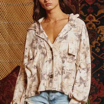 Blushed Tie-Dyed Oversized Shacket