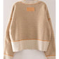 contrast trim stripe knit sweater - taupe