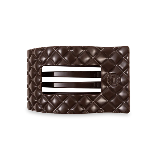 TELETIES Truly Taupe Quilted Rectangle Flat Clip - Medium
