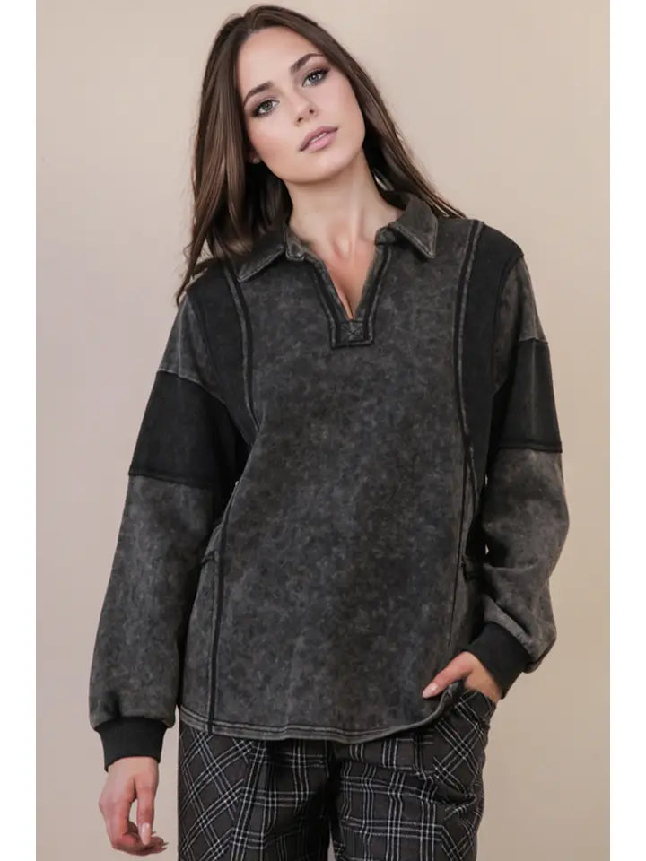 Midnight Drift Collared Pullover