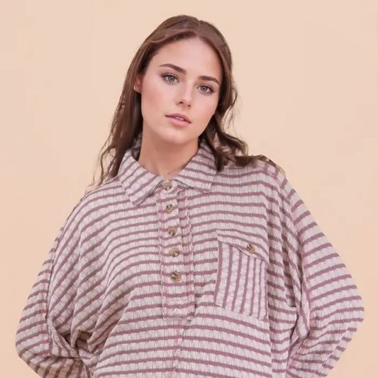 Oversized Textured Stripe Knit Top