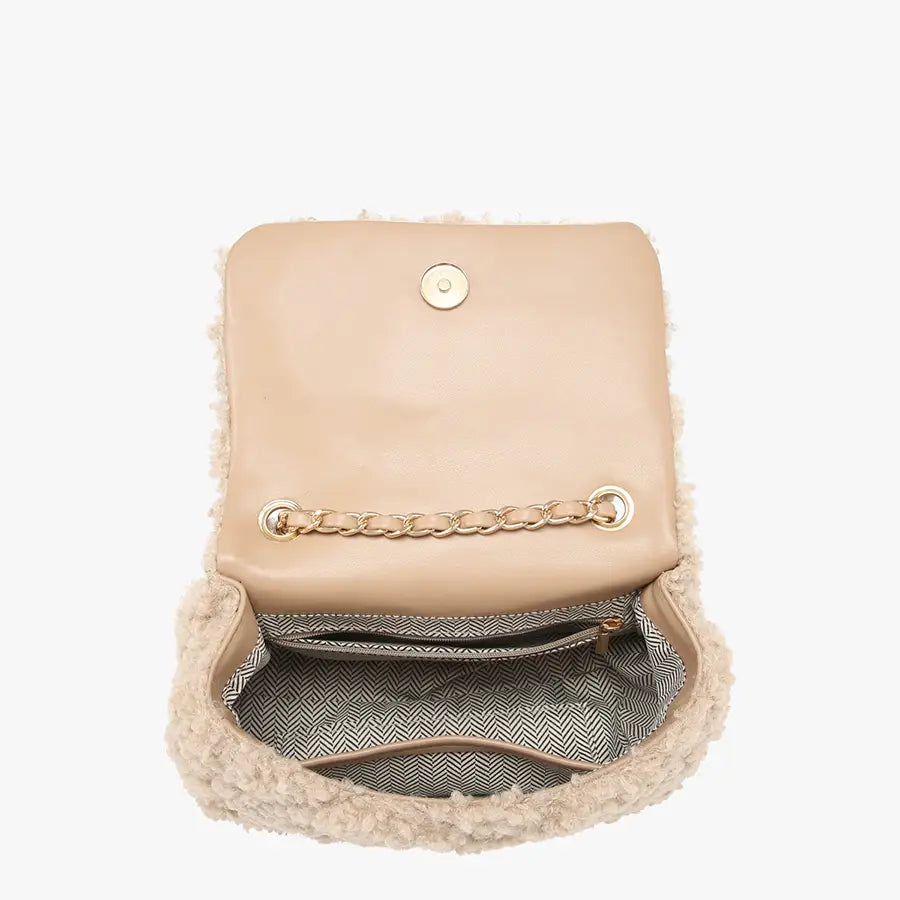 Sofia Sherpa Crossbody Bag - Tan