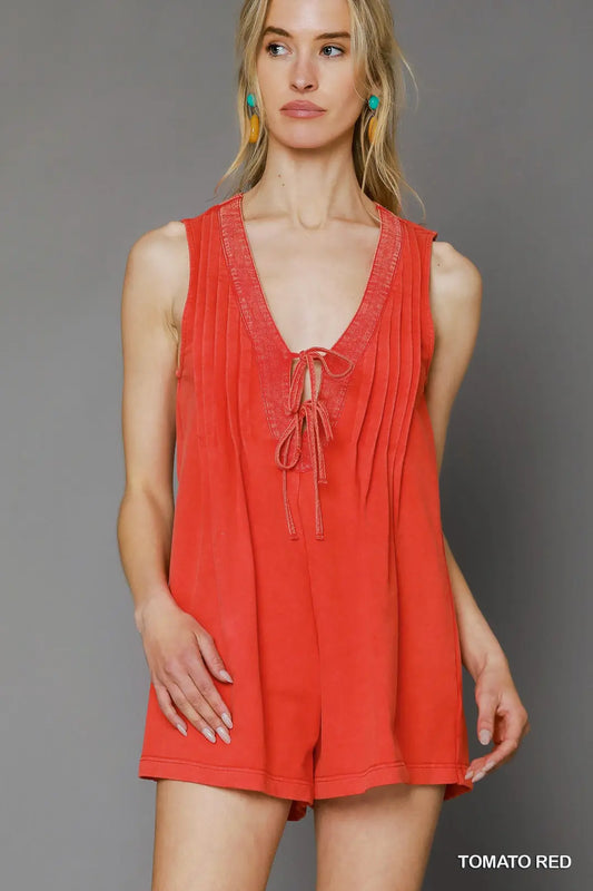 Effortless Boho Chic Romper - Red