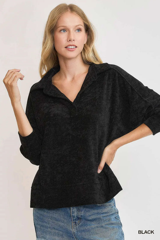 Tara Textured Top - Black