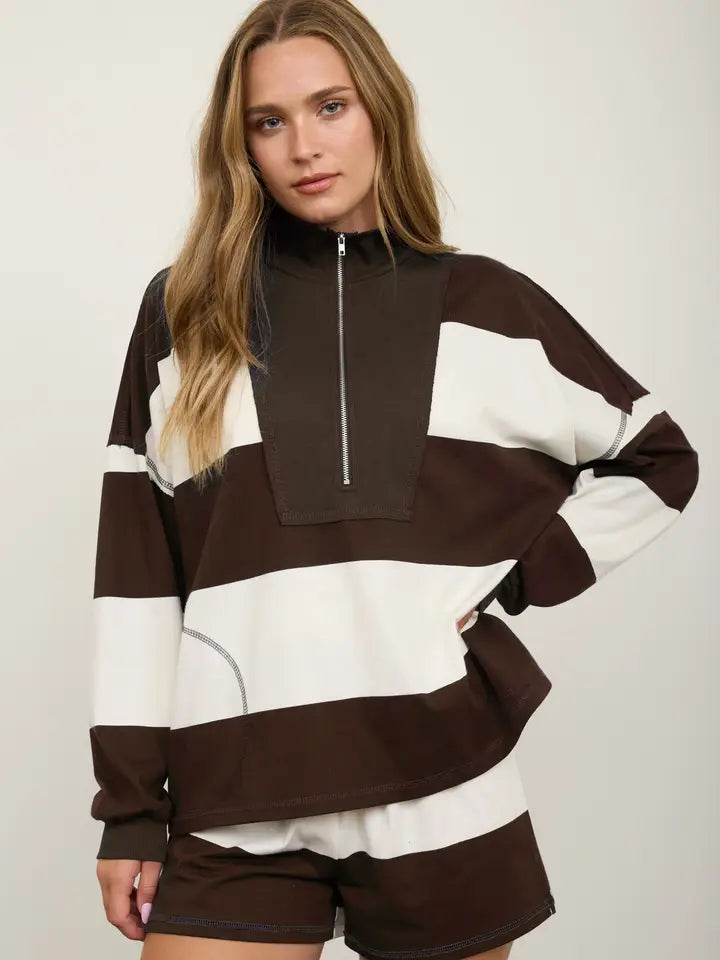That's Just Me Striped Top - Brown