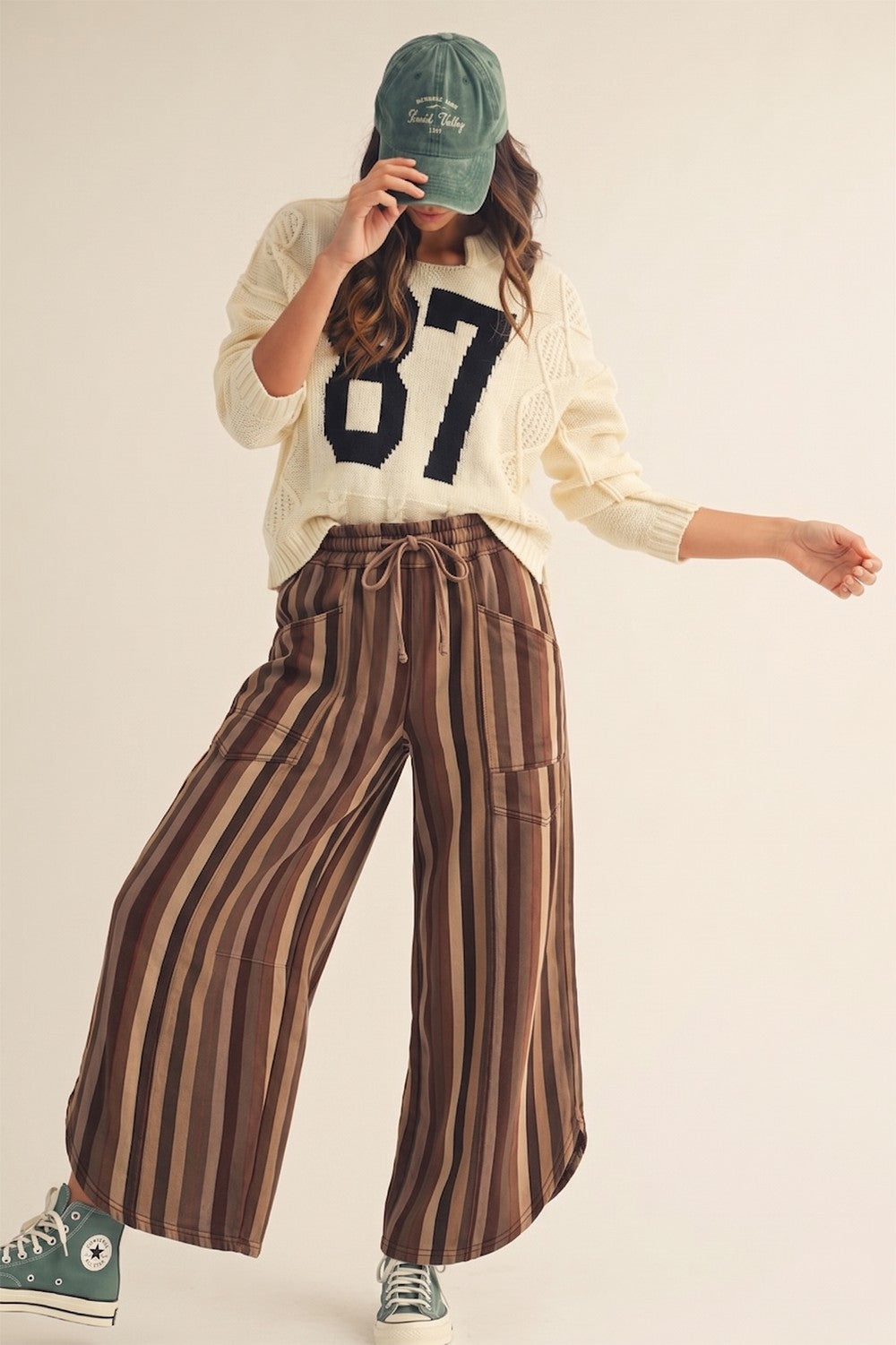 mocha mousse striped tulip pants
