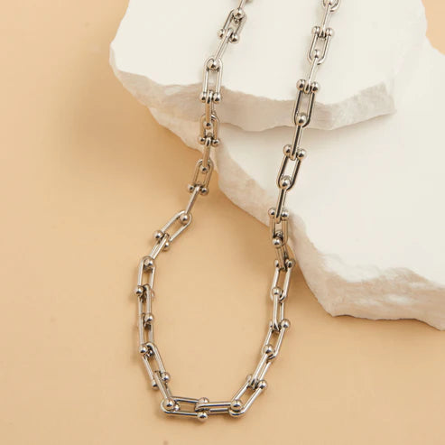 Waterproof Jewelry - Chunky U-Link Necklace - Silver