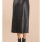 Front Slit Vegan Leather Skirt