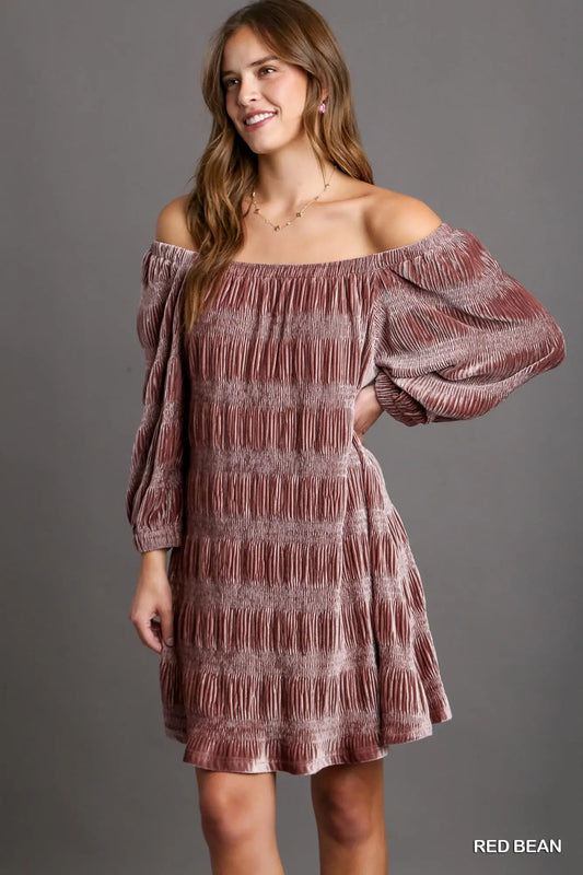 Velvet Off the Shoulder Dress