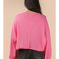 Oversized Waffle Knit Top - Pink
