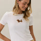 beaded dachshund crew neck tee