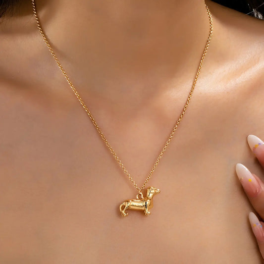 Gold Dachshund Necklace