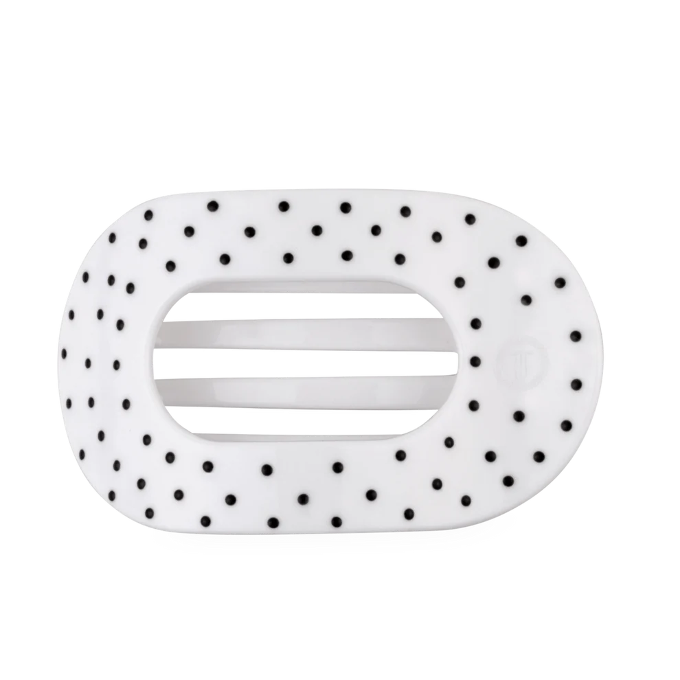 White Polka Dot Party - Large Flat Round Clip