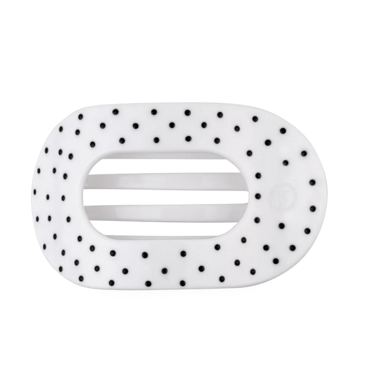 White Polka Dot Party - Large Flat Round Clip
