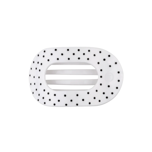 White Polka Dot Party Medium Flat Round Hair Clip