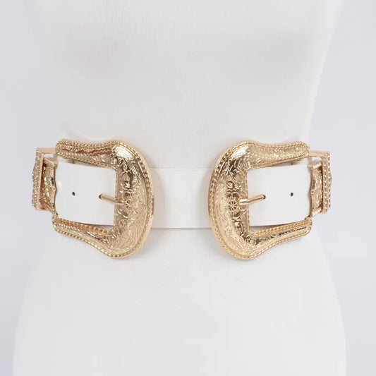 Swirl Metal Buckle Belt - White