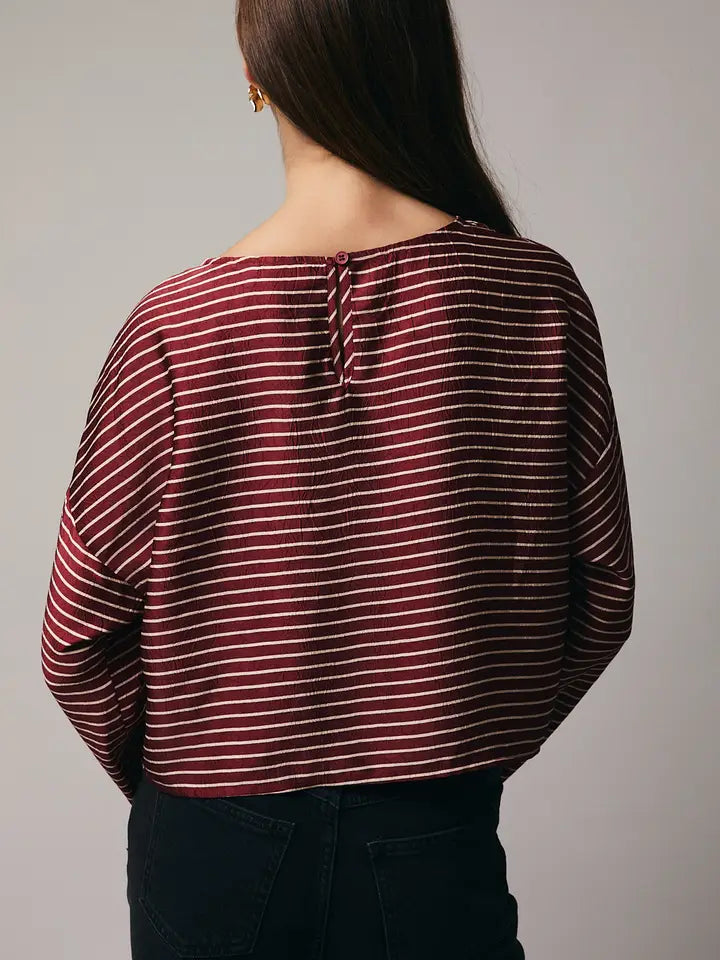 Wide Neck Striped Top