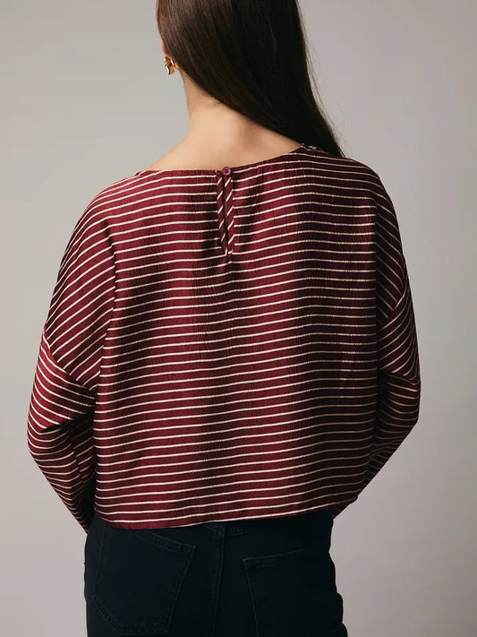 Wide Neck Striped Top