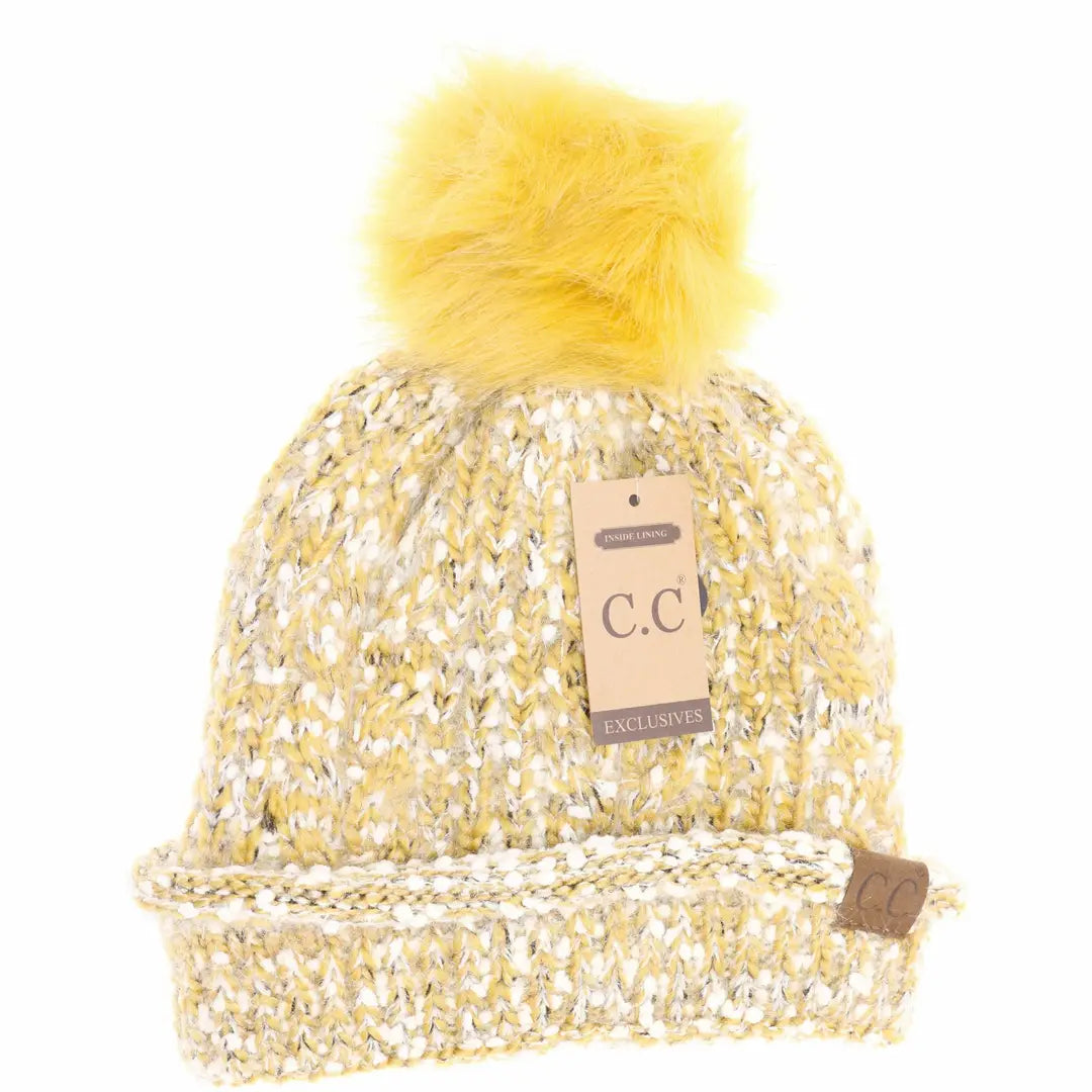 Fuzzy Lined Popcorn Knit Beanie