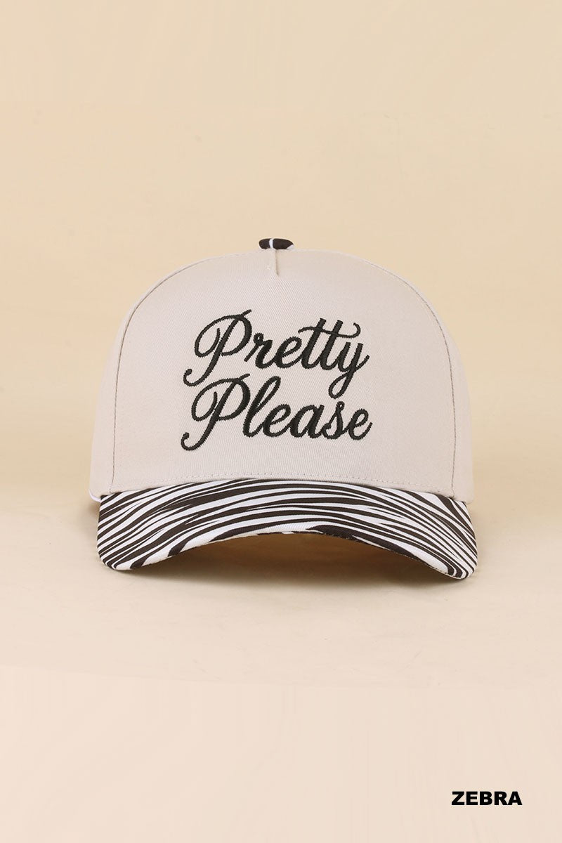 pretty please hat - zebra