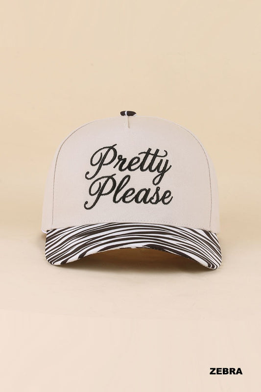 pretty please hat - zebra